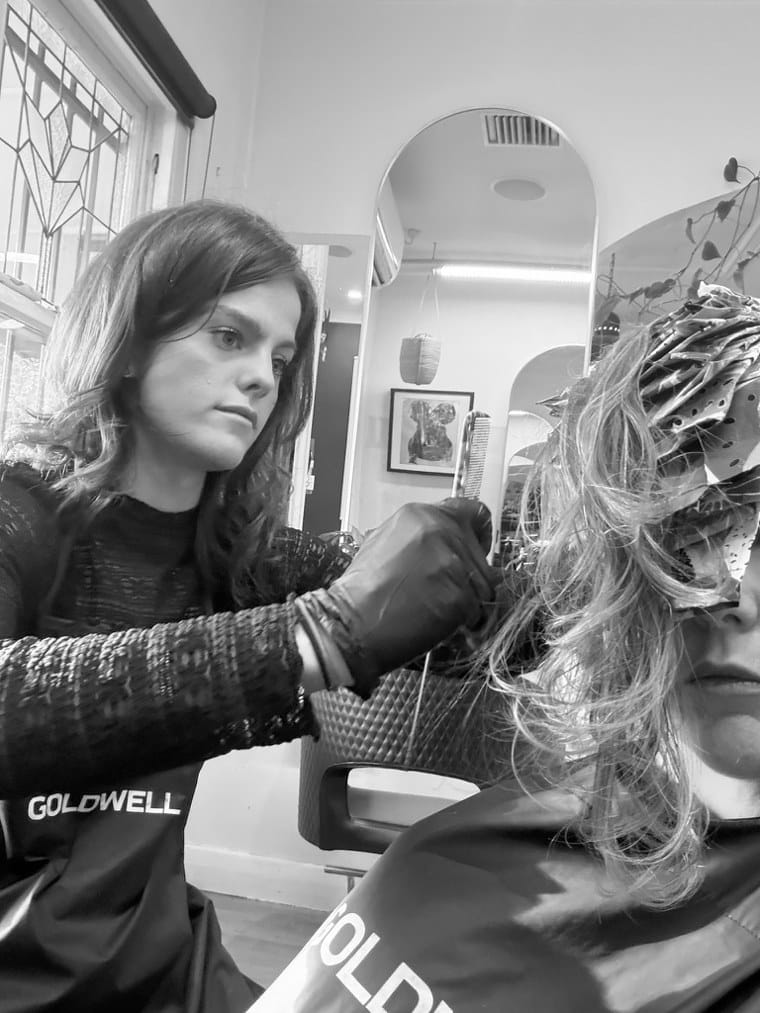One of our stylists at work